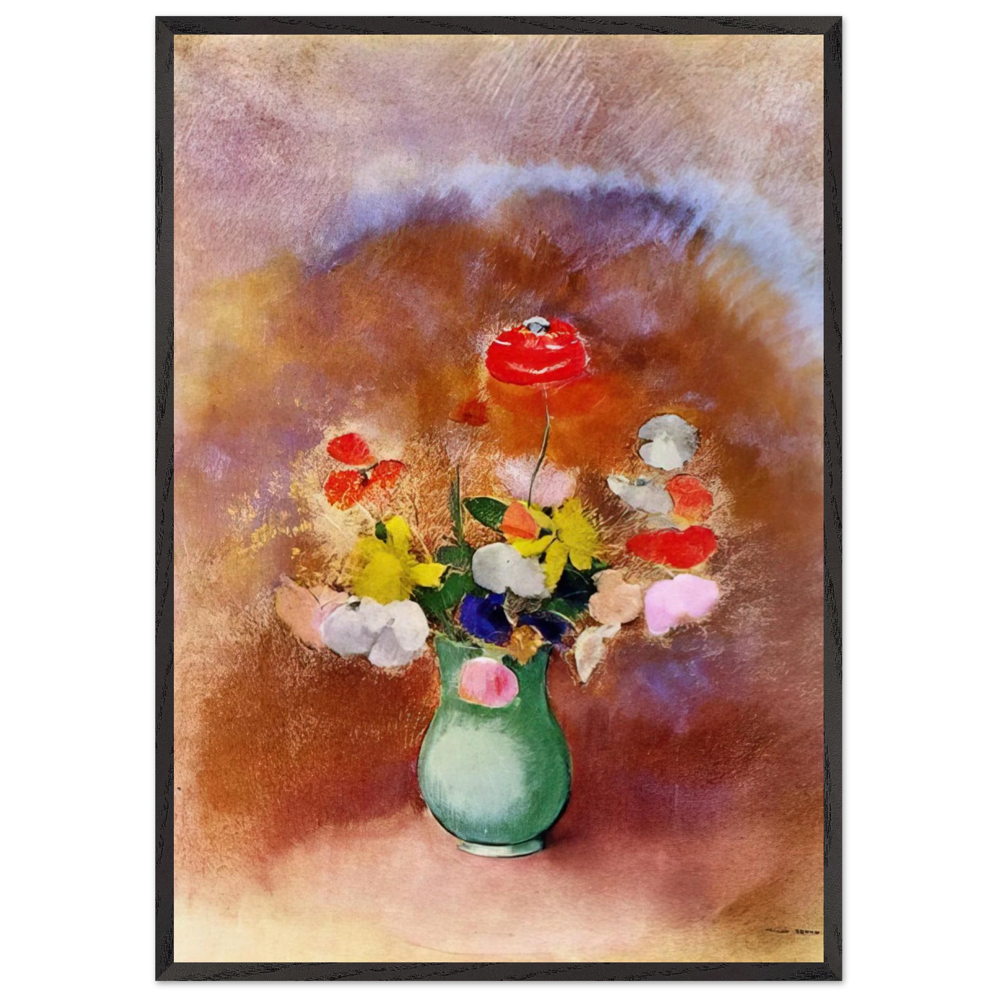 POPPIES IN A VASE - Odilon Redon Framed Art Print – Black Wooden Frame - Default Title - -Framed Art Print