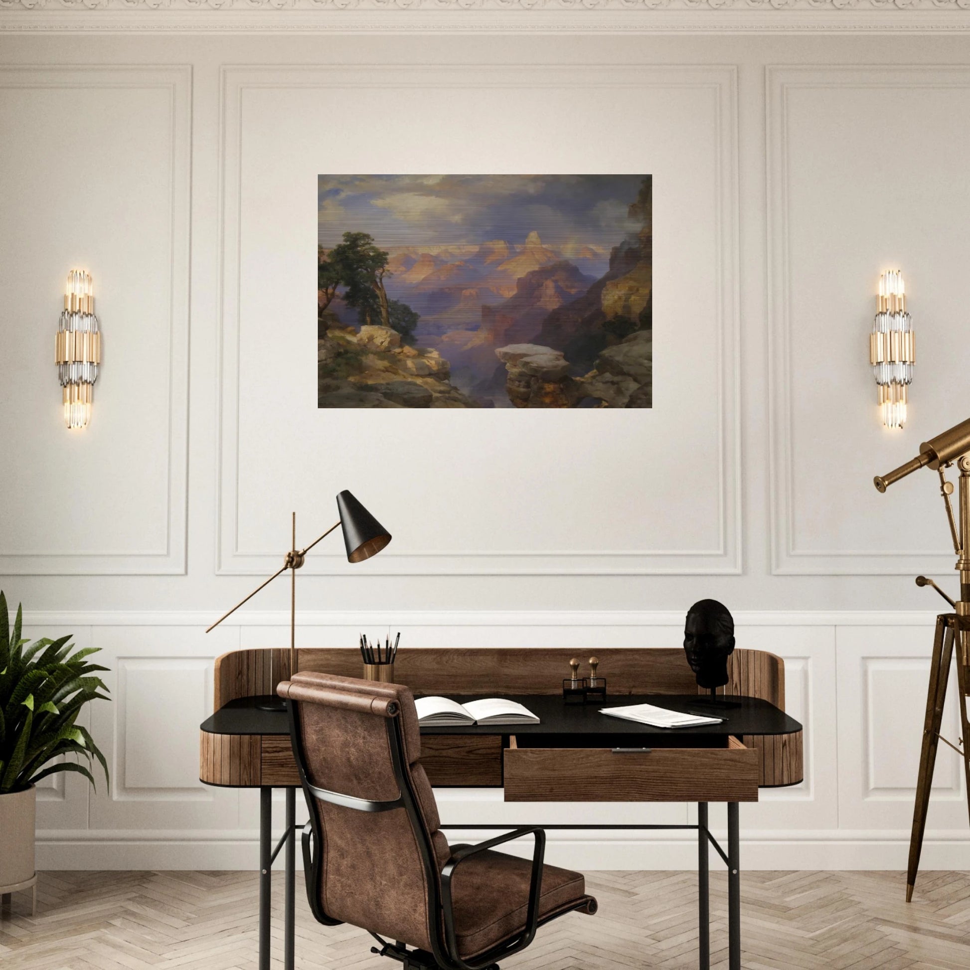 Grand Canyon with Rainbow - Thomas Moran Brushed Aluminum Print - 70x100 cm / 28x40 inches | Thomas Moran Aluminum Print | Thomas Moran Prints