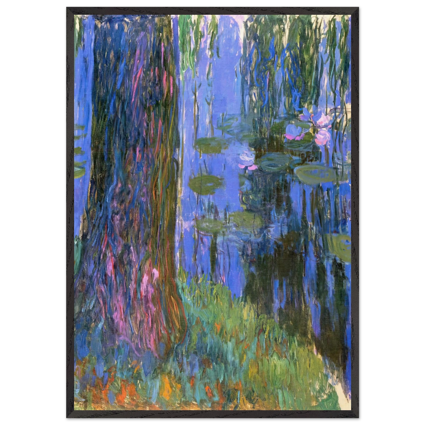 Weeping Willow and Water-Lily Pond - claude monet Framed Art Print – Black Wooden Frame - Default Title - -Framed Art Print