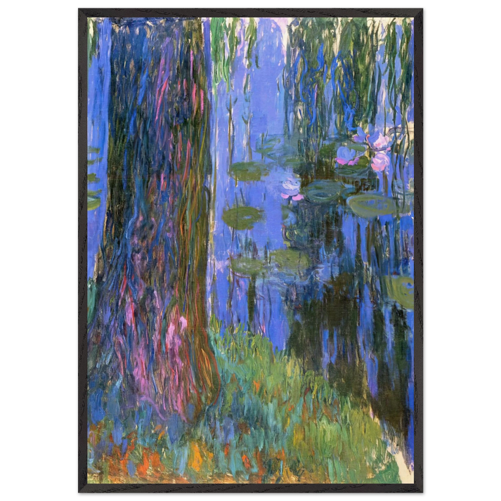Weeping Willow and Water-Lily Pond - claude monet 70x100 cm / 28x40 inches Framed Art Print – Black Wooden Frame