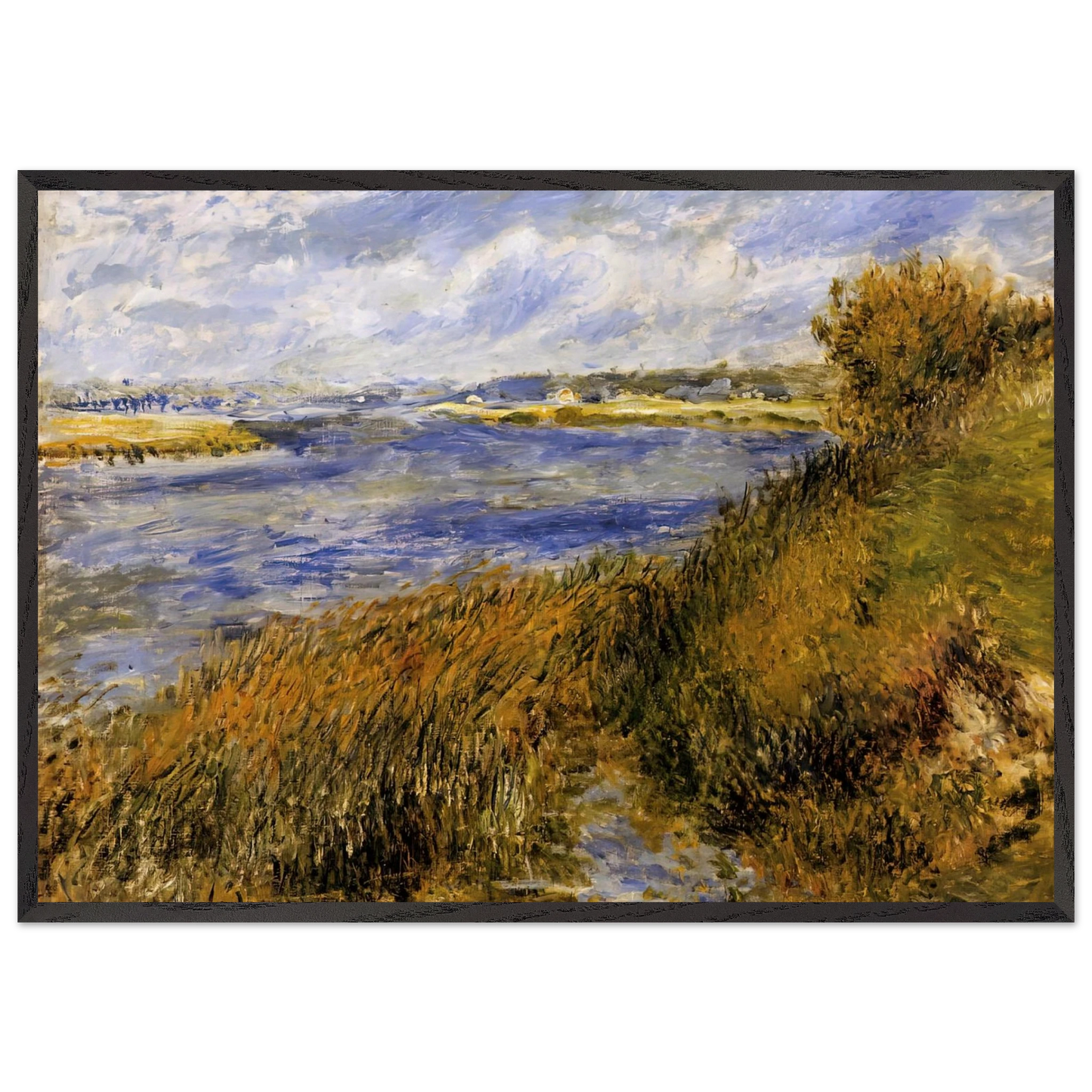 The Banks of the Seine at Champrosay - Pierre-Auguste Renoir Framed Art Print – Black Wooden Frame - Default Title - -Framed Art Print