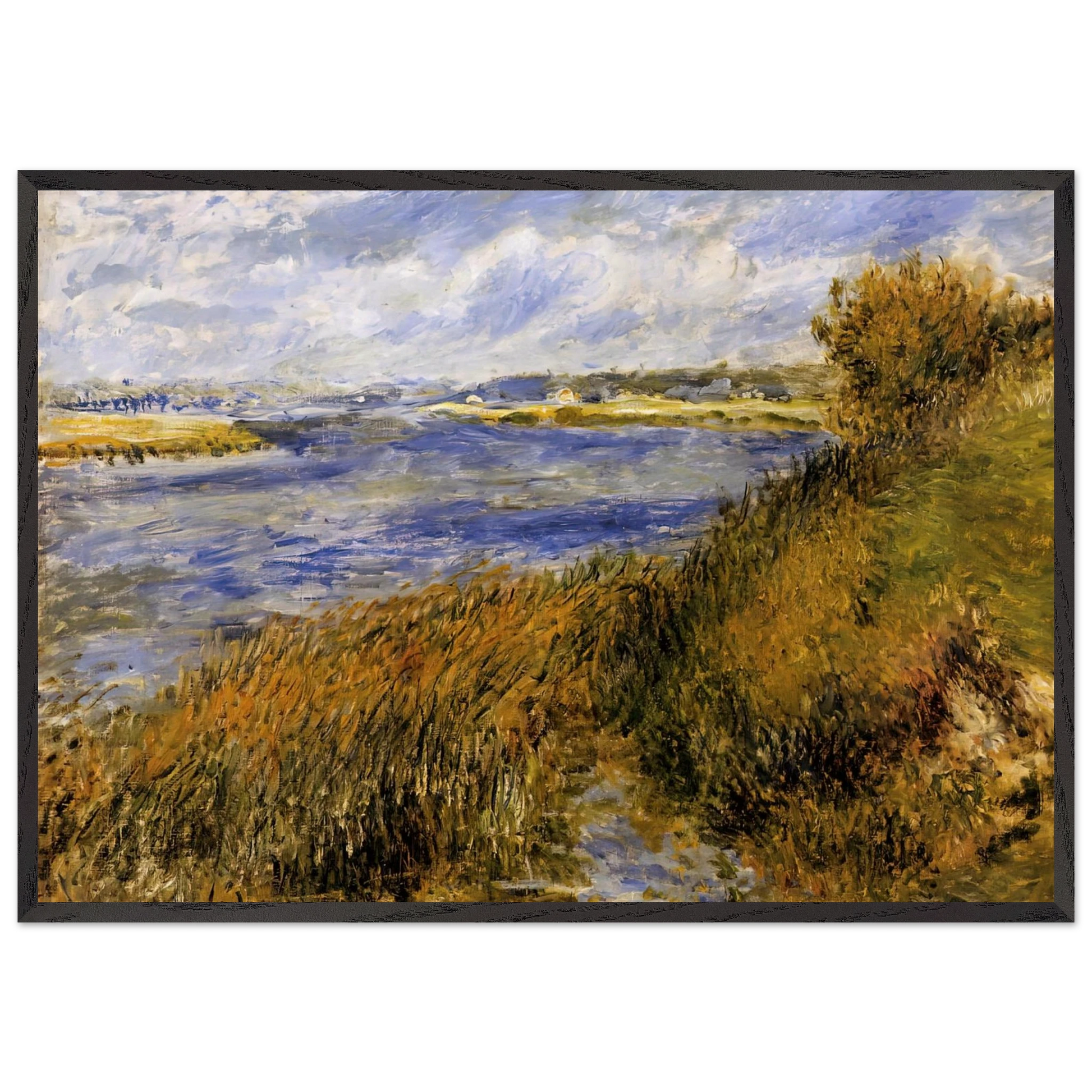 The Banks of the Seine at Champrosay - Pierre-Auguste Renoir Framed Art Print – Black Wooden Frame - Default Title - -Framed Art Print