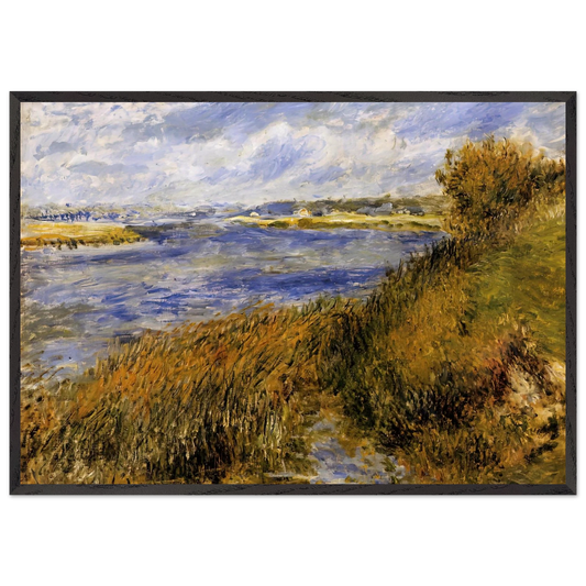 The Banks of the Seine at Champrosay - Pierre-Auguste Renoir 70x100 cm / 28x40 inches Framed Art Print – Black Wooden Frame