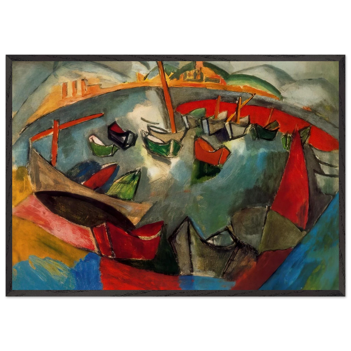 BOATS IN MARSEILLE 1908 - Raoul Dufy Framed Art Print – Black Wooden Frame - Default Title - -Framed Art Print