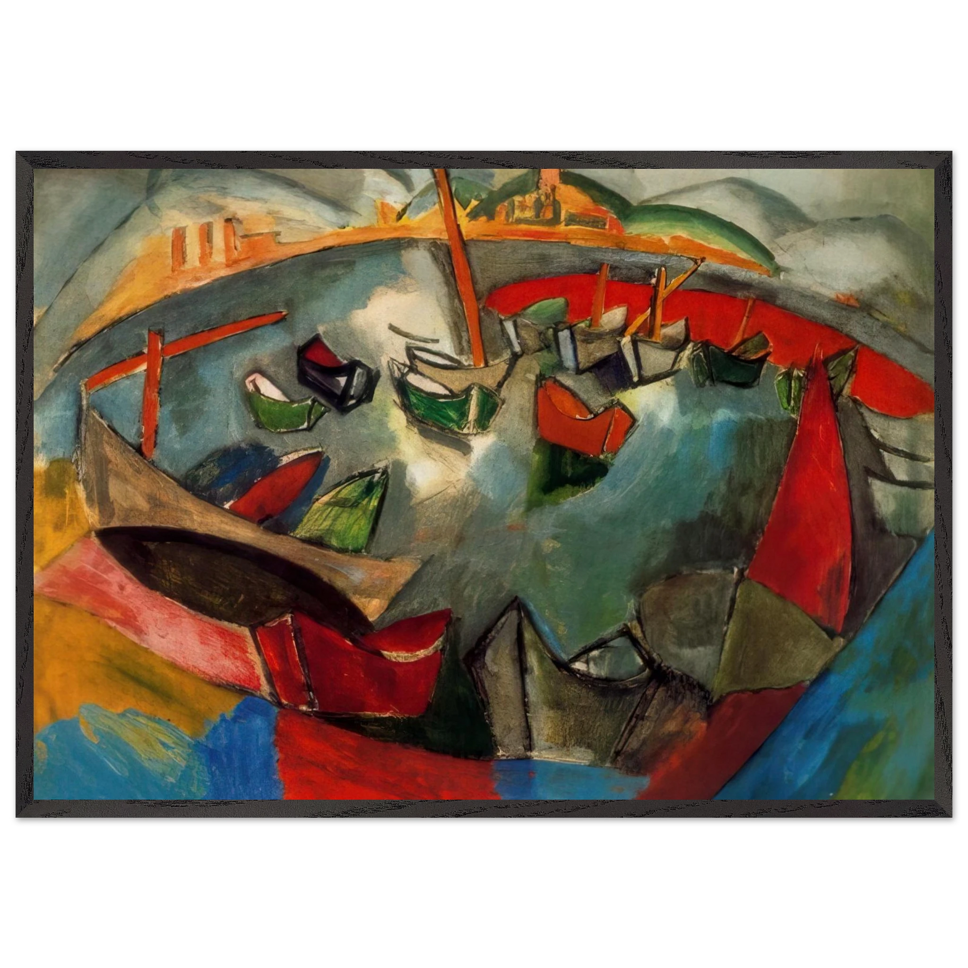 BOATS IN MARSEILLE 1908 - Raoul Dufy Framed Art Print – Black Wooden Frame - Default Title - -Framed Art Print