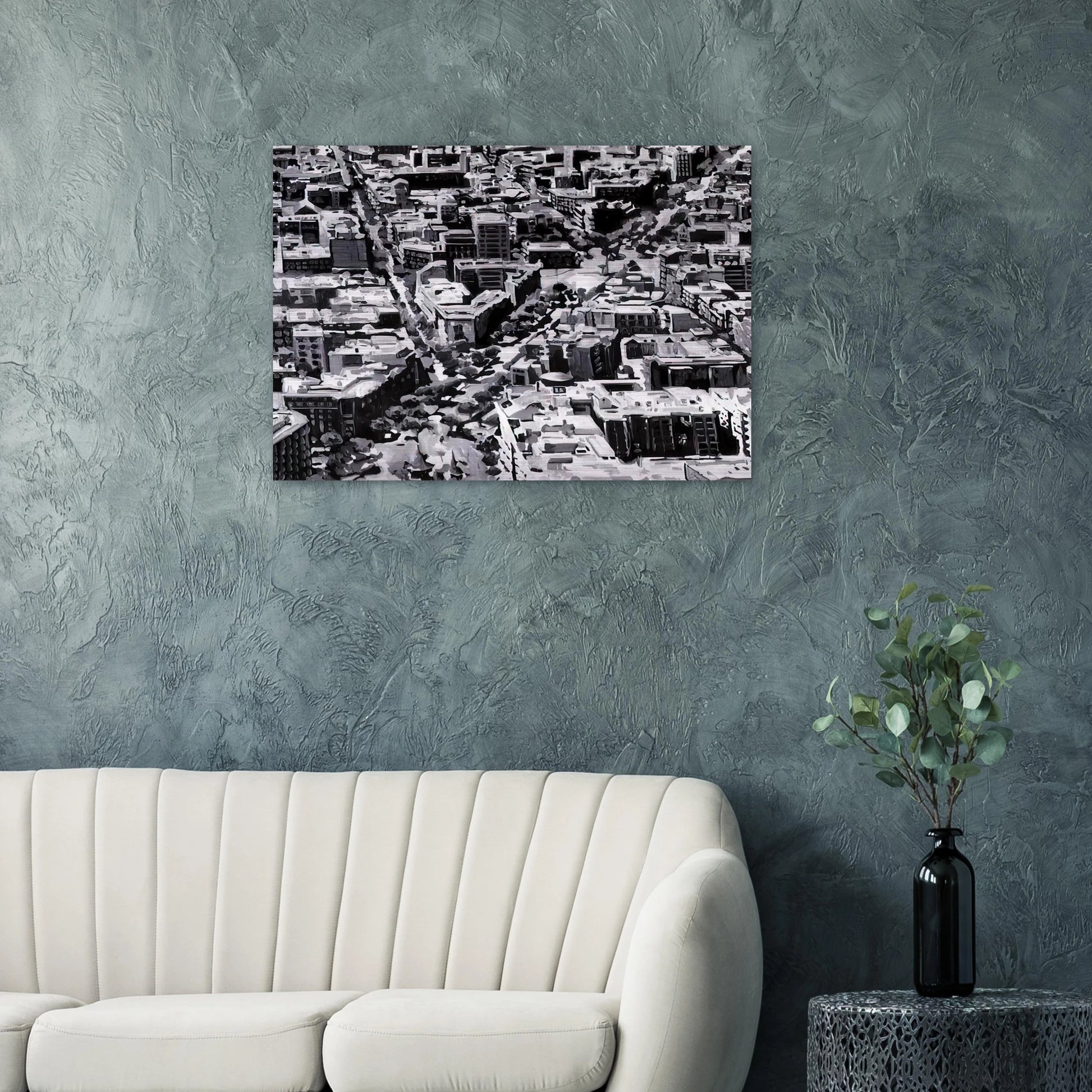 TOWNSCAPE MADRID - Gerhard Richter Brushed Aluminum Print - 70x100 cm / 28x40 inches | Gerhard Richter Aluminum Print | Gerhard Richter Prints