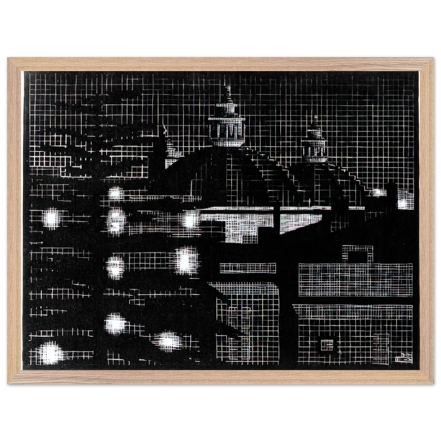 MC Escher - NOCTURNAL ROME 5 Wall Art - 21x29.7 cm / 8x12" - Premium Wooden Framed Poster With Fine Art Paper - White frame