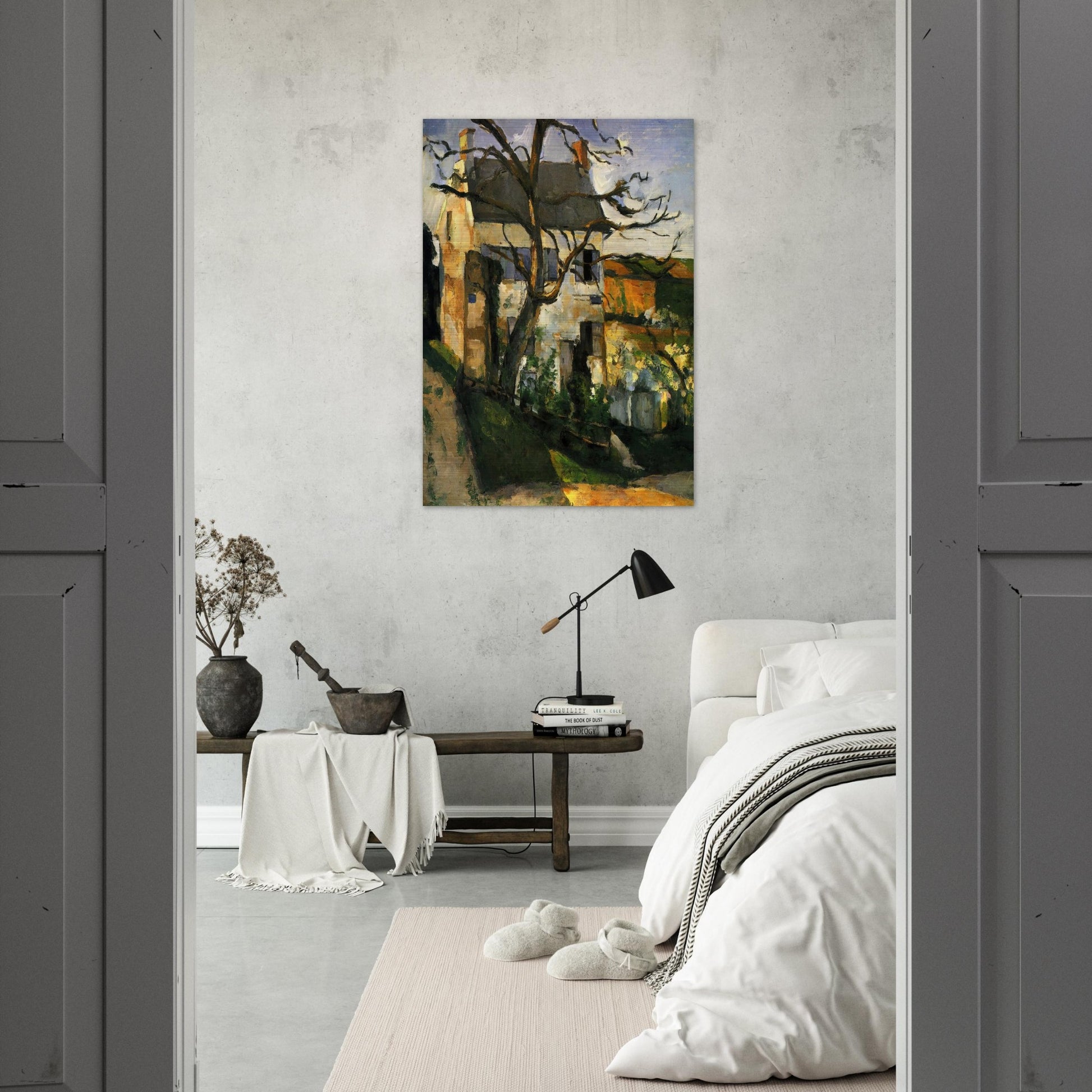 The House and the Tree - Paul Cézanne Brushed Aluminum Print - 70x100 cm / 28x40 inches | Paul Cézanne Aluminum Print | Paul Cézanne Prints