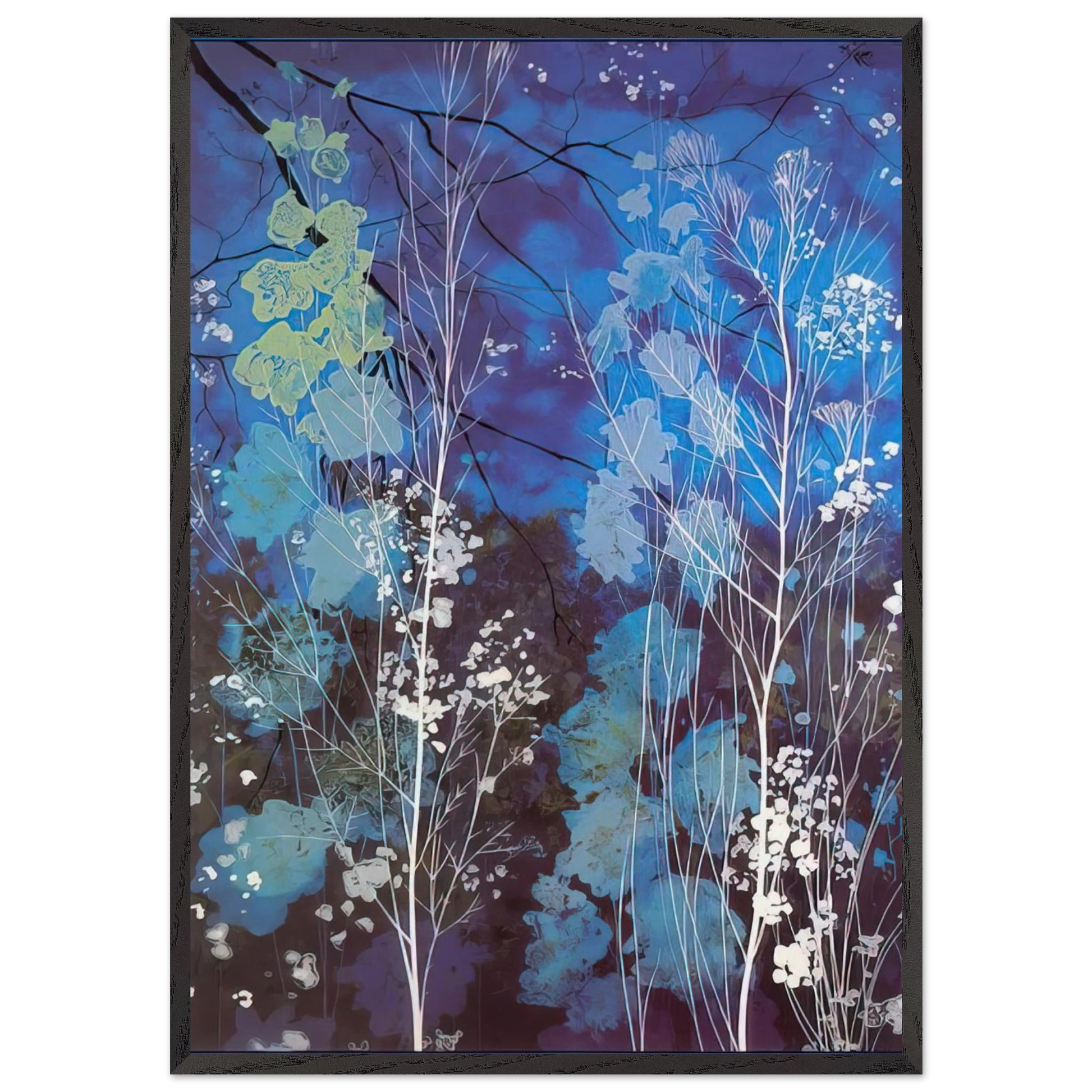 Delphinium - Eyvind Earle Framed Art Print – Black Wooden Frame - Default Title - -Framed Art Print
