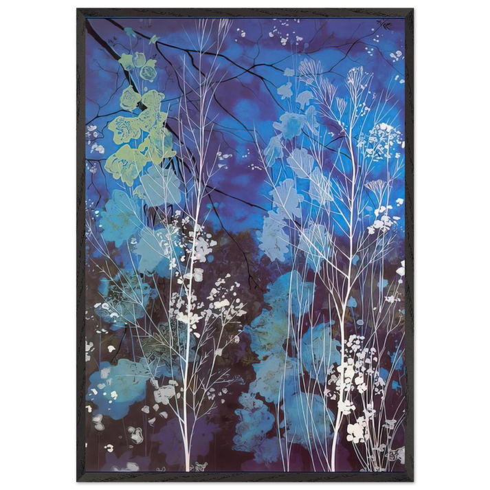 Delphinium - Eyvind Earle 70x100 cm / 28x40 inches Framed Art Print – Black Wooden Frame