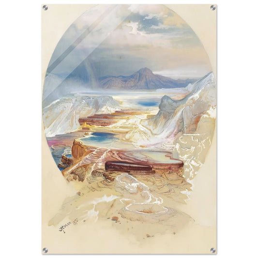 Minerva Terrace Yellowstone - Thomas Moran Acrylic Print - 70x100 cm / 28x40″ inches