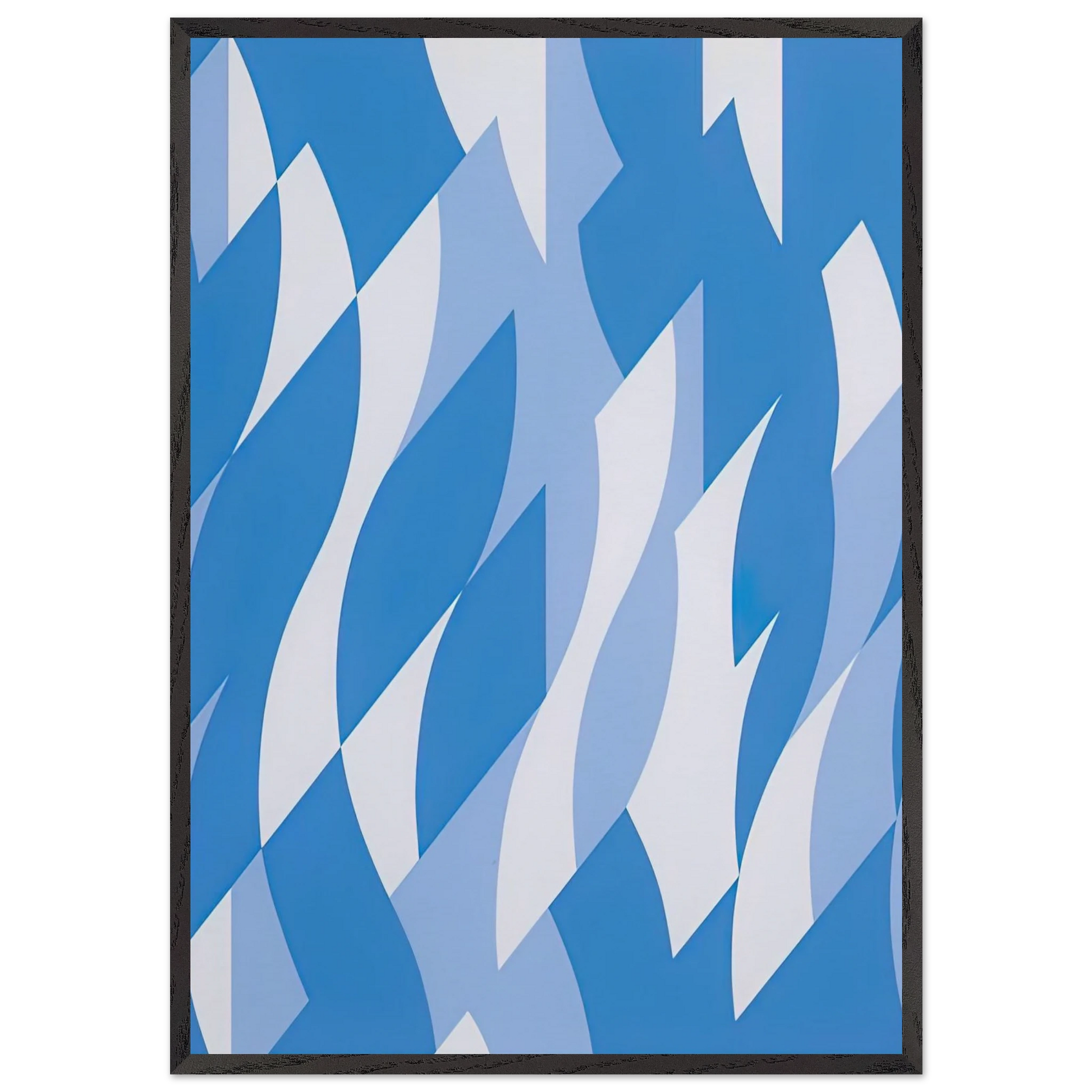 TWO BLUES 2003 - Bridget Riley Framed Art Print – Black Wooden Frame - Default Title - -Framed Art Print