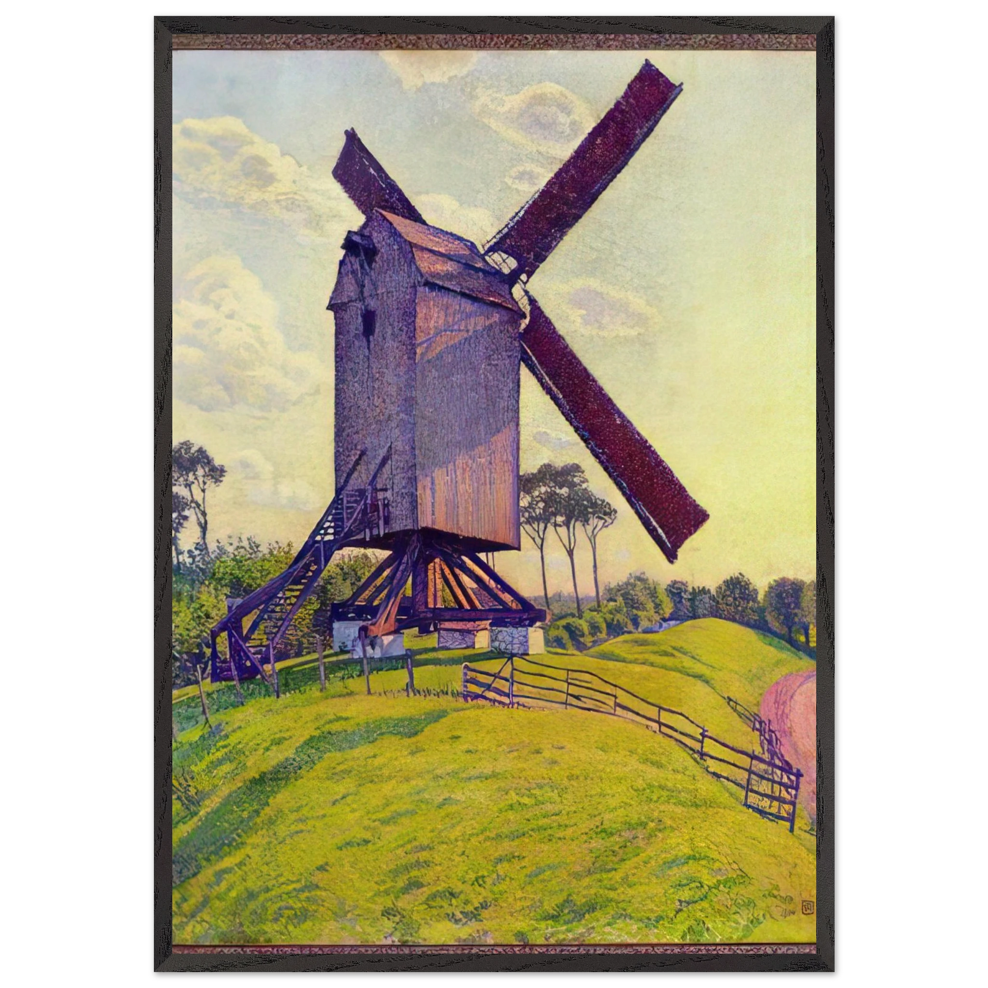 THE MILL AT KELF 1894 - Theo van Rysselberghe Framed Art Print – Black Wooden Frame - Default Title - -Framed Art Print