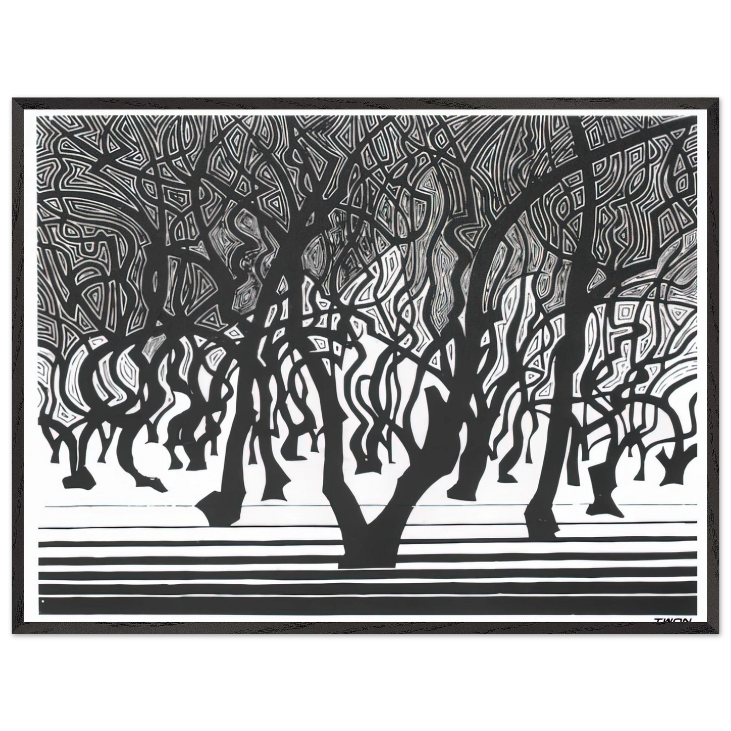 MC Escher - WOODS NEAR MENTON Wall Art - 30x40 cm / 12x16 inches - Fine Art Poster - -