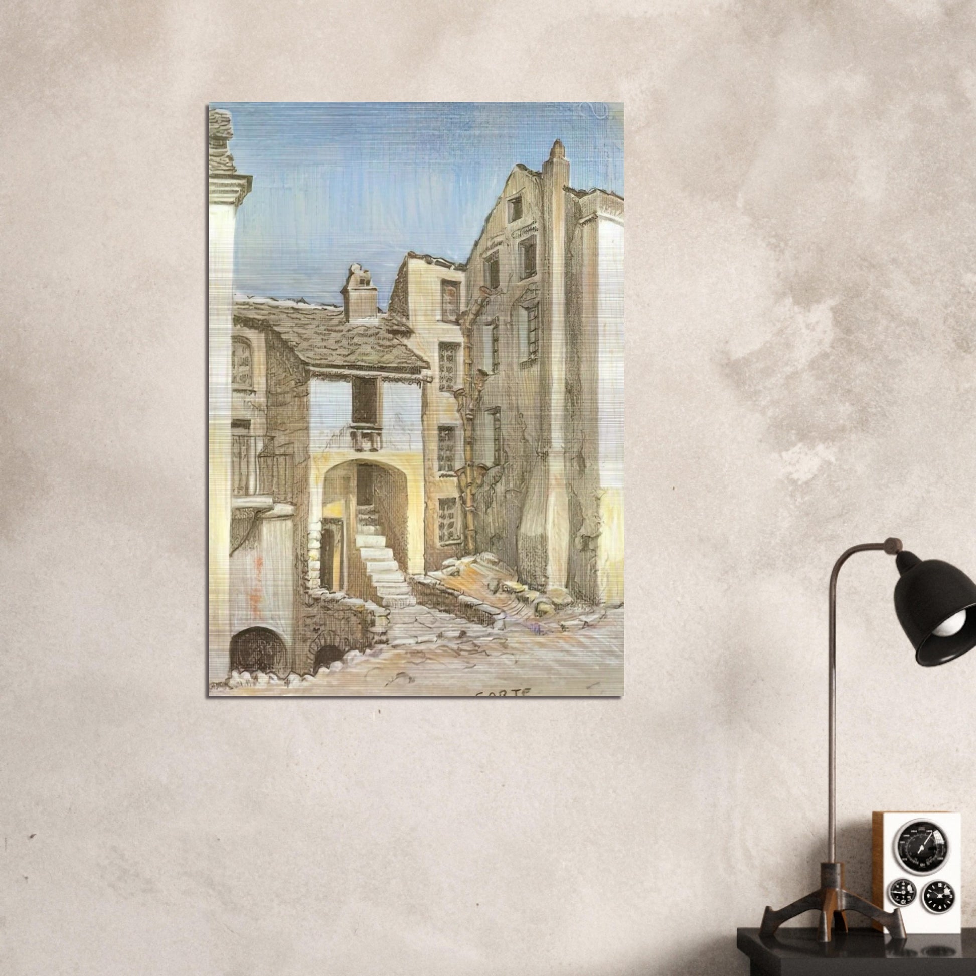 CORTE CORSICA - MC Escher Brushed Aluminum Print - 70x100 cm / 28x40 inches | MC Escher Aluminum Print | MC Escher Prints