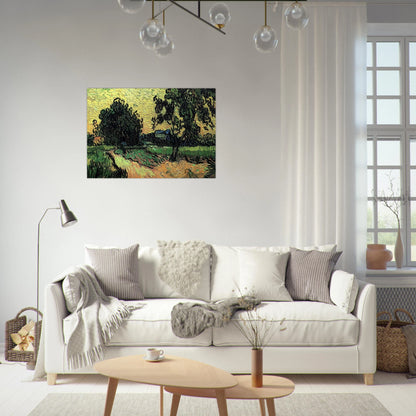 Landscape with the Chateau of Auvers at Sunset - Vincent van Gogh Brushed Aluminum Print - 70x100 cm / 28x40 inches | Vincent van Gogh Aluminum Print | Vincent van Gogh Prints