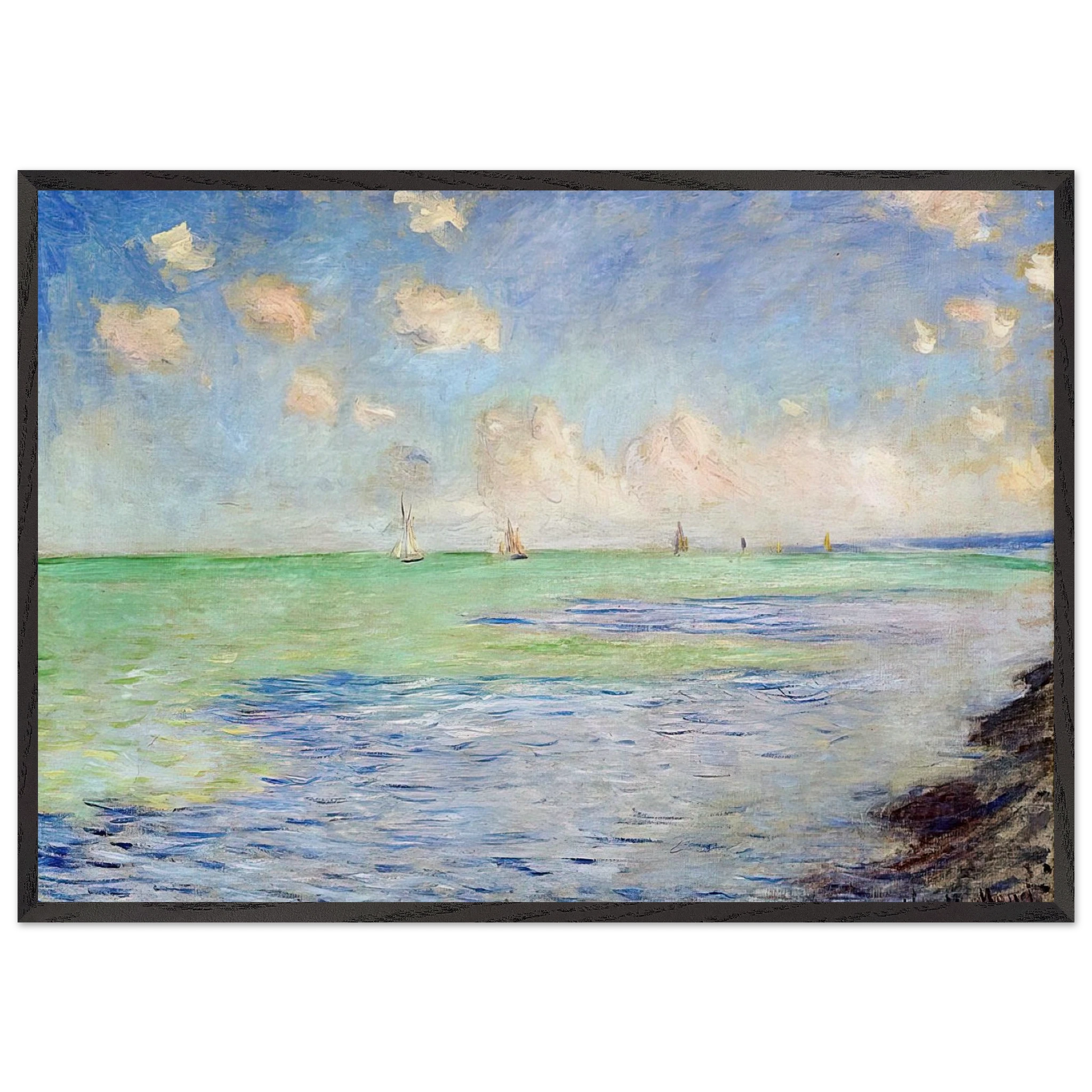 The Sea at Pourville - claude monet Framed Art Print – Black Wooden Frame - Default Title - -Framed Art Print