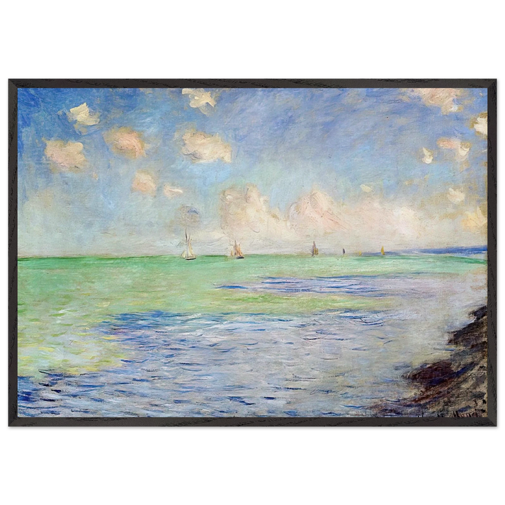 The Sea at Pourville - claude monet 70x100 cm / 28x40 inches Framed Art Print – Black Wooden Frame