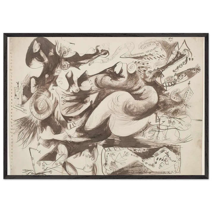 UNTITLED O CONNOR THAW 770 - Jackson Pollock 70x100 cm / 28x40 inches Framed Art Print – Black Wooden Frame