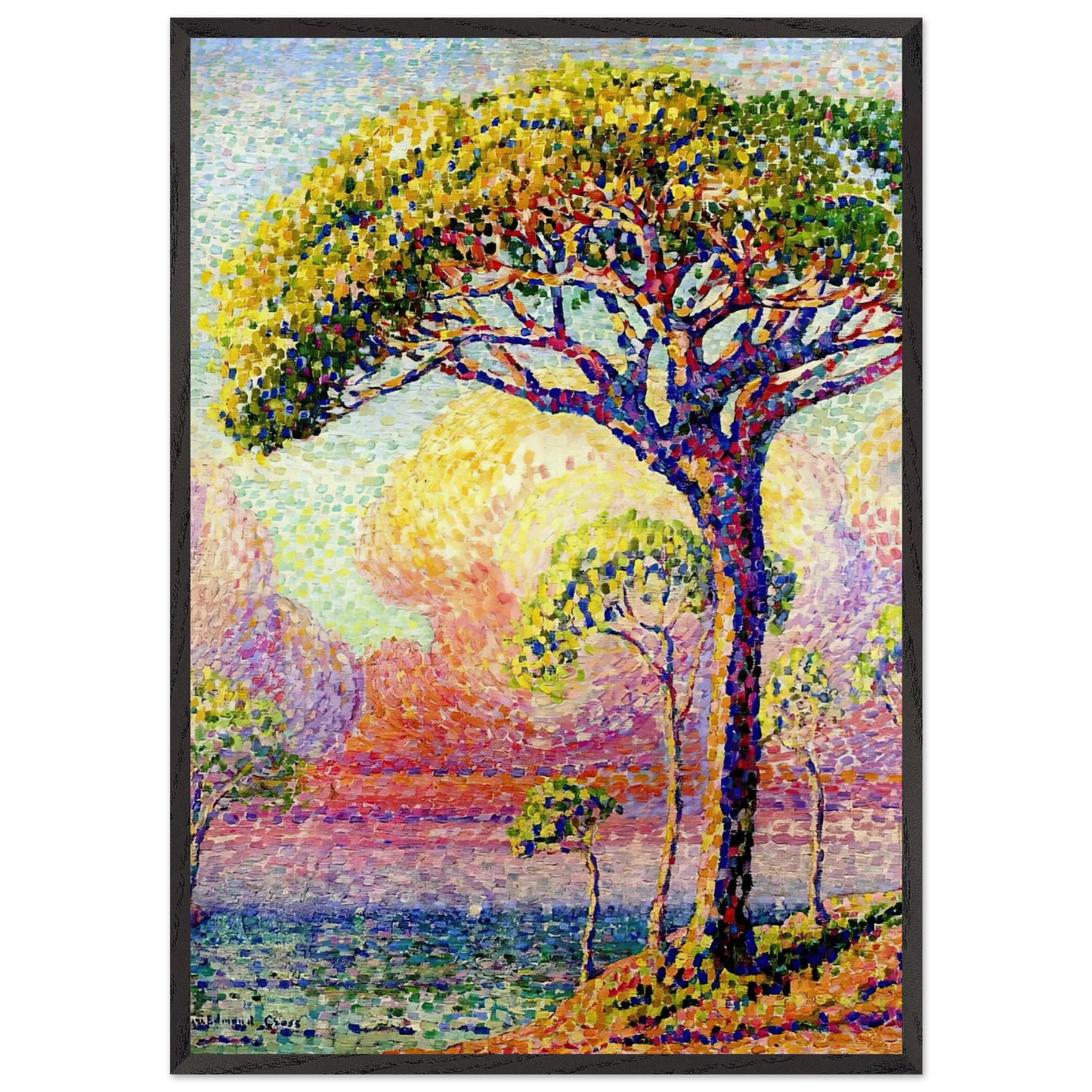 A Pine Tree - Henri-Edmond Cross Framed Art Print – Black Wooden Frame - Default Title - -Framed Art Print