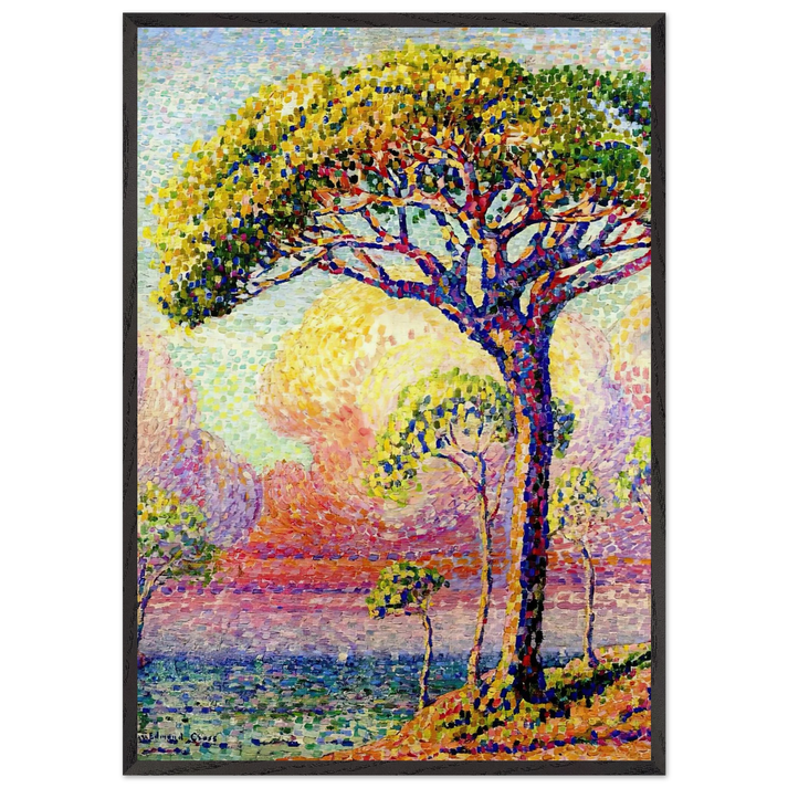 A Pine Tree - Henri-Edmond Cross 70x100 cm / 28x40 inches Framed Art Print – Black Wooden Frame