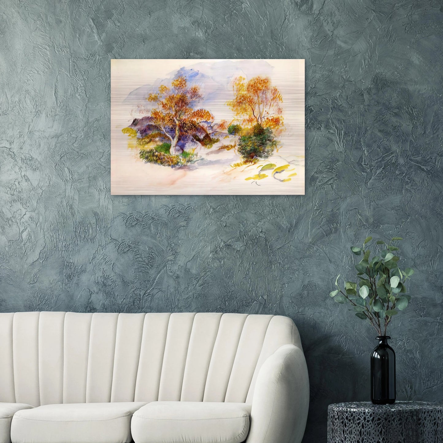Landscape with Trees - Pierre-Auguste Renoir Brushed Aluminum Print - 70x100 cm / 28x40 inches | Pierre-Auguste Renoir Aluminum Print | Pierre-Auguste Renoir Prints