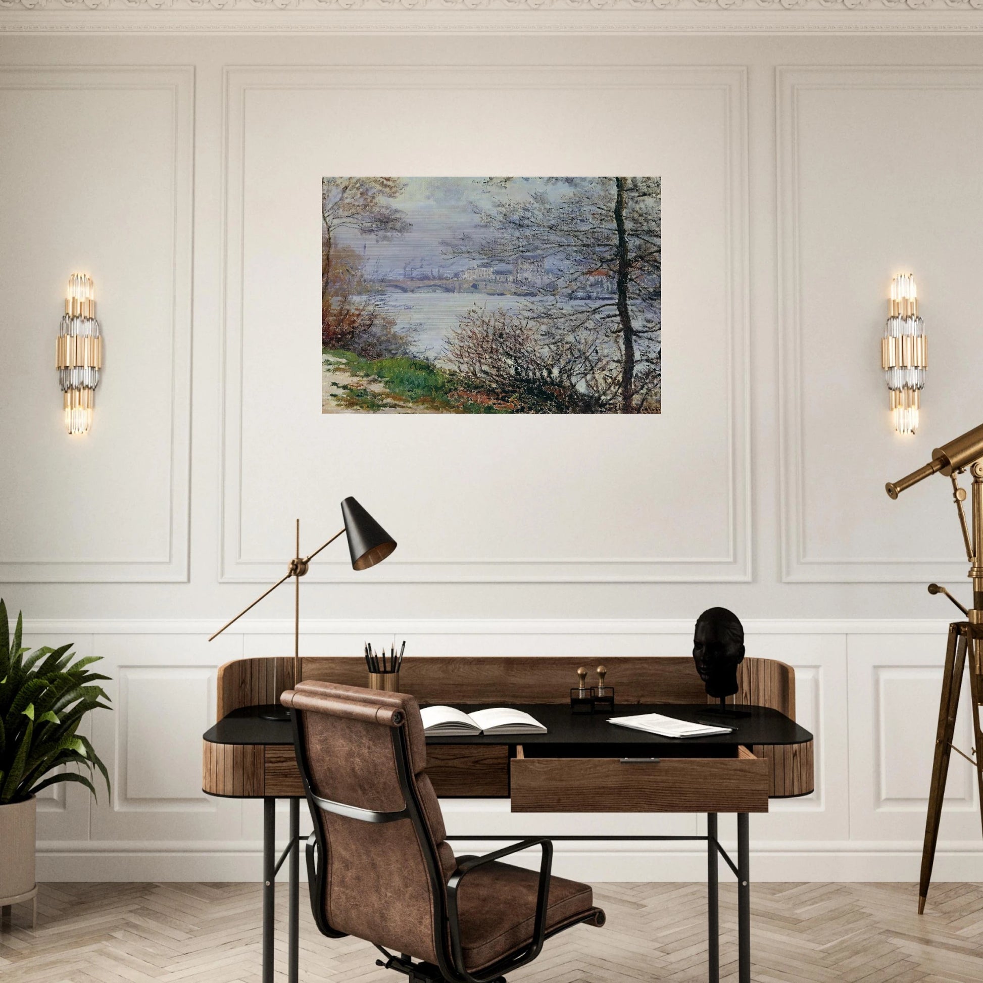The Banks of the Seine, Ile de la Grande-Jatte - claude monet Brushed Aluminum Print - 70x100 cm / 28x40 inches | claude monet Aluminum Print | claude monet Prints