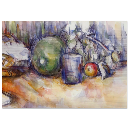 Still Life with Green Melon - Paul Cézanne Brushed Aluminum Print - 70x100 cm / 28x40 inches | Paul Cézanne Aluminum Print | Paul Cézanne Prints
