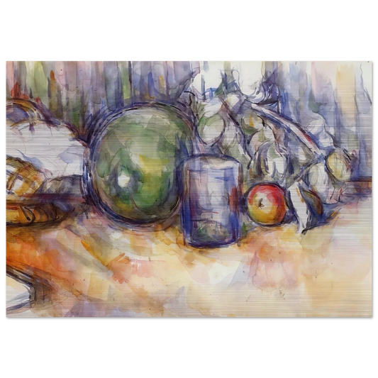 Still Life with Green Melon - Paul Cézanne Brushed Aluminum Print - 70x100 cm / 28x40 inches | Paul Cézanne Aluminum Print | Paul Cézanne Prints