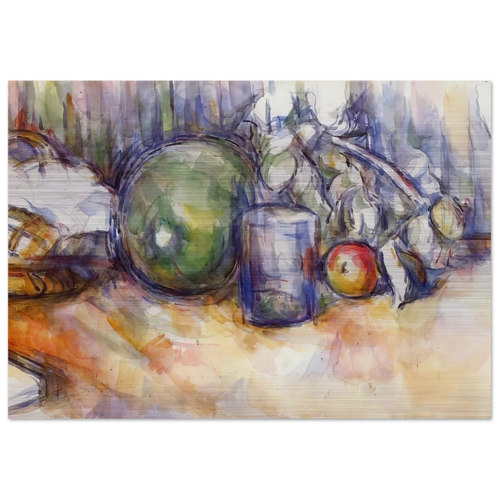 Still Life with Green Melon - Paul Cézanne Brushed Aluminum Print - 70x100 cm / 28x40 inches | Paul Cézanne Aluminum Print | Paul Cézanne Prints