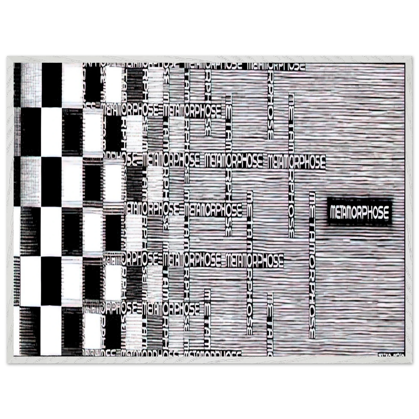 MC Escher - METAMORPHOSIS II EXCERPT 7 Wall Art - 30x40 cm / 12x16 inches - Premium Wooden Framed Poster With Fine Art Paper - White frame