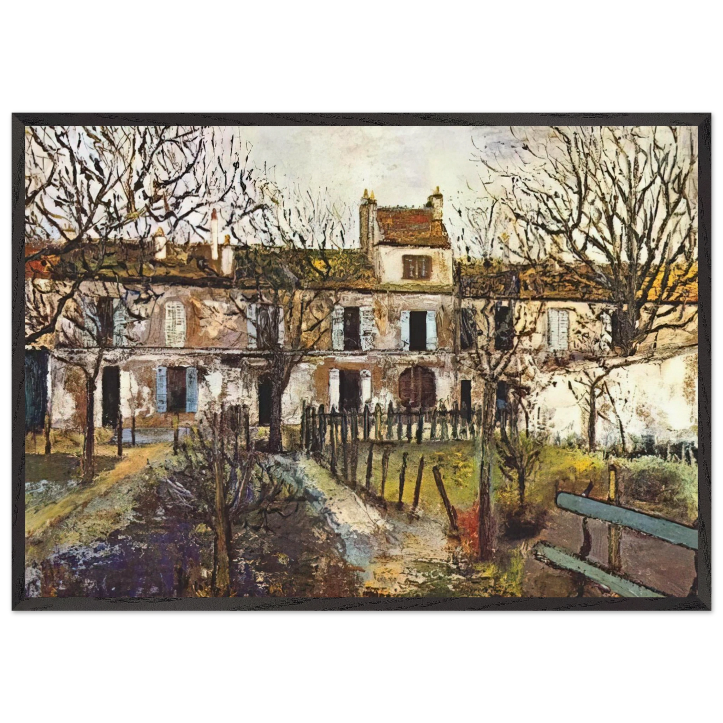 THE GARDEN AT MONTMAGNY - Maurice Utrillo Framed Art Print – Black Wooden Frame - Default Title - -Framed Art Print