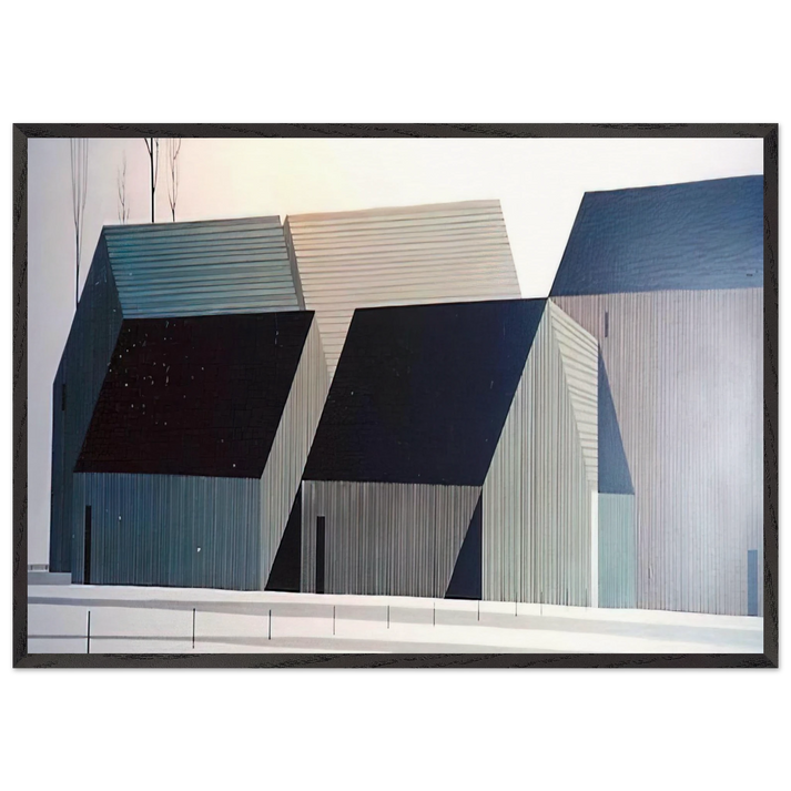 Barns - Eyvind Earle 70x100 cm / 28x40 inches Framed Art Print – Black Wooden Frame