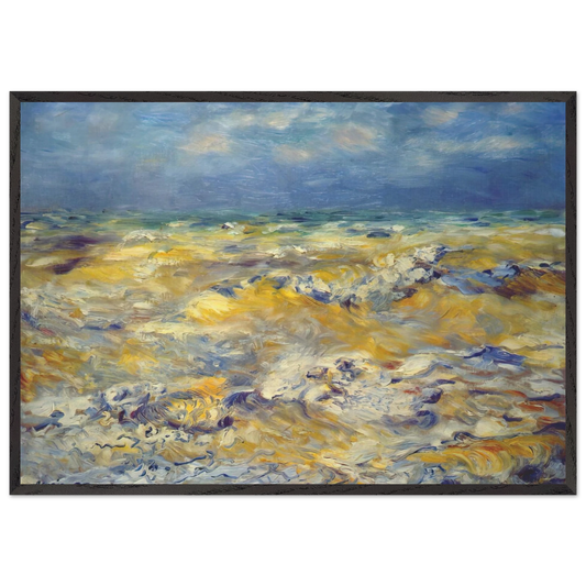Seascape near berneval - Pierre-Auguste Renoir 70x100 cm / 28x40 inches Framed Art Print – Black Wooden Frame
