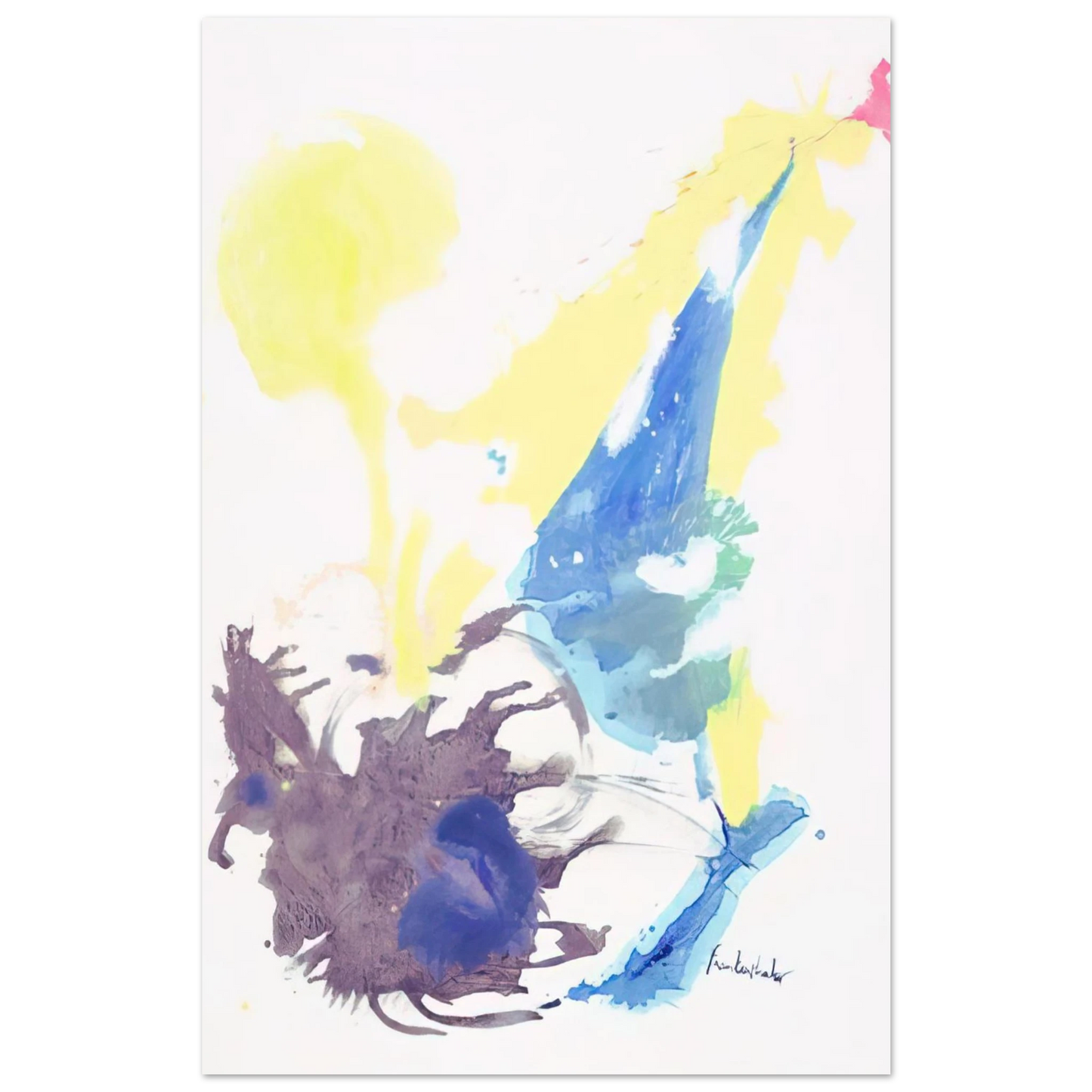 Helen Frankenthaler - Moving Day - 1961 Wall art - 28x43  cm / XL (11x17 inches) - Premium Wooden Framed Poster With Fine Art Paper - Black frame