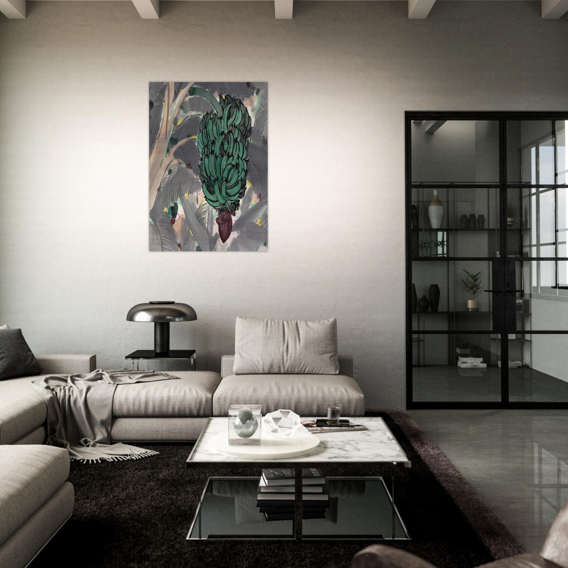 A Banana Garden Of Xishuangbanna - 1978 - Wu Guanzhong Brushed Aluminum Print - 70x100 cm / 28x40 inches | Wu Guanzhong Aluminum Print | Wu Guanzhong Prints