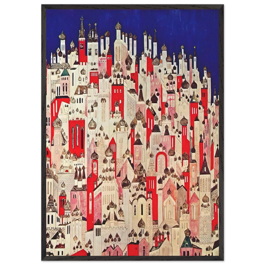 Design for final backcloth - 1926 - Natalia Goncharova Framed Art Print – Black Wooden Frame - Default Title - -Framed Art Print