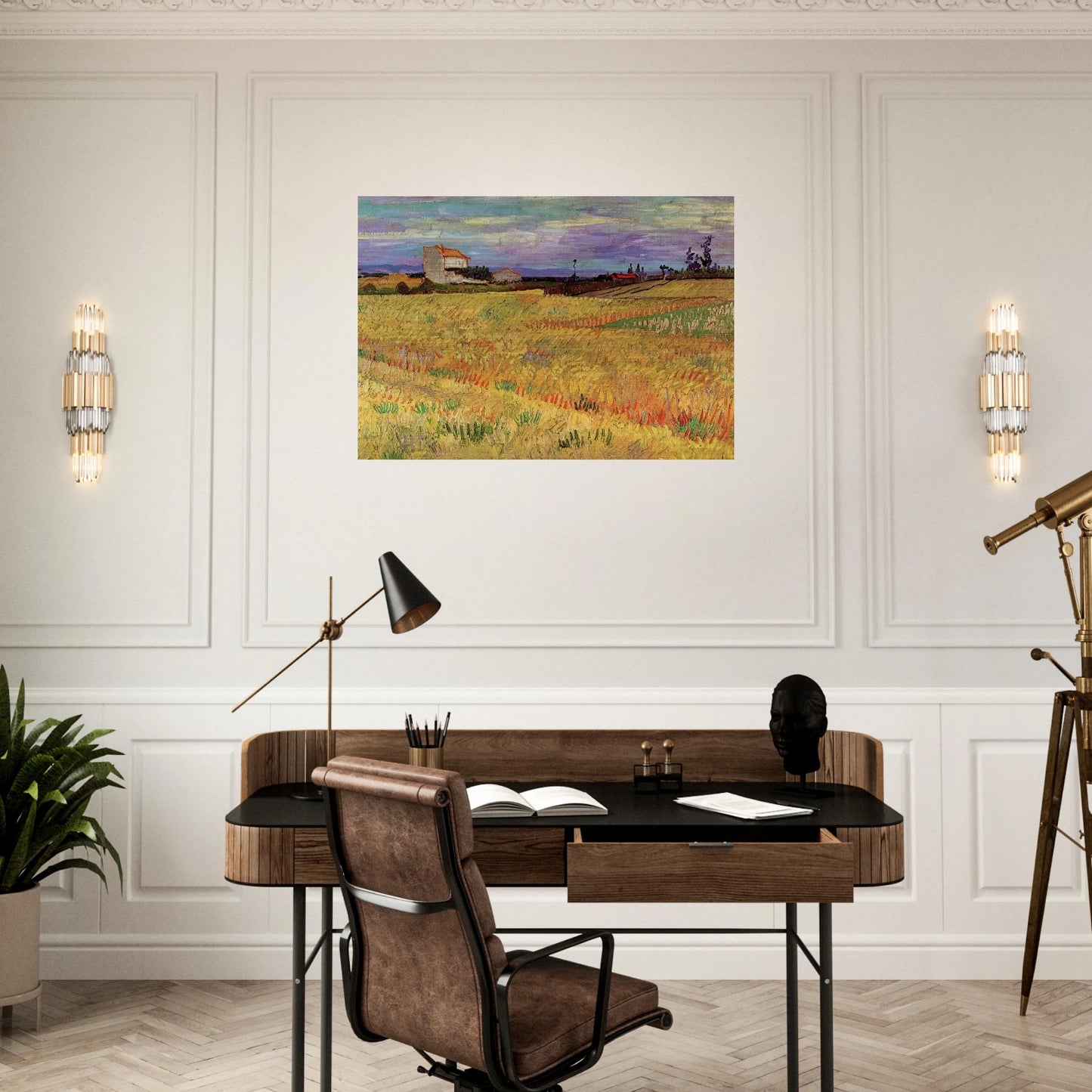Wheat Field - Vincent van Gogh Brushed Aluminum Print - 70x100 cm / 28x40 inches | Vincent van Gogh Aluminum Print | Vincent van Gogh Prints