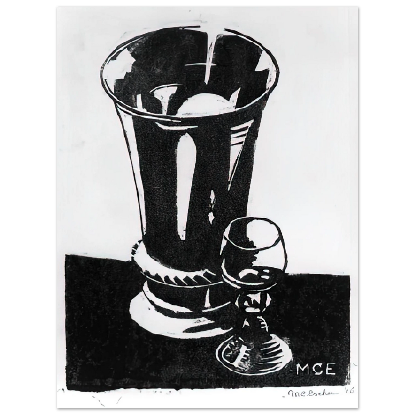 MC Escher - STILL LIFE 1917 Wall Art - 21x29.7 cm / 8x12" - Premium Wooden Framed Poster With Fine Art Paper - Black frame