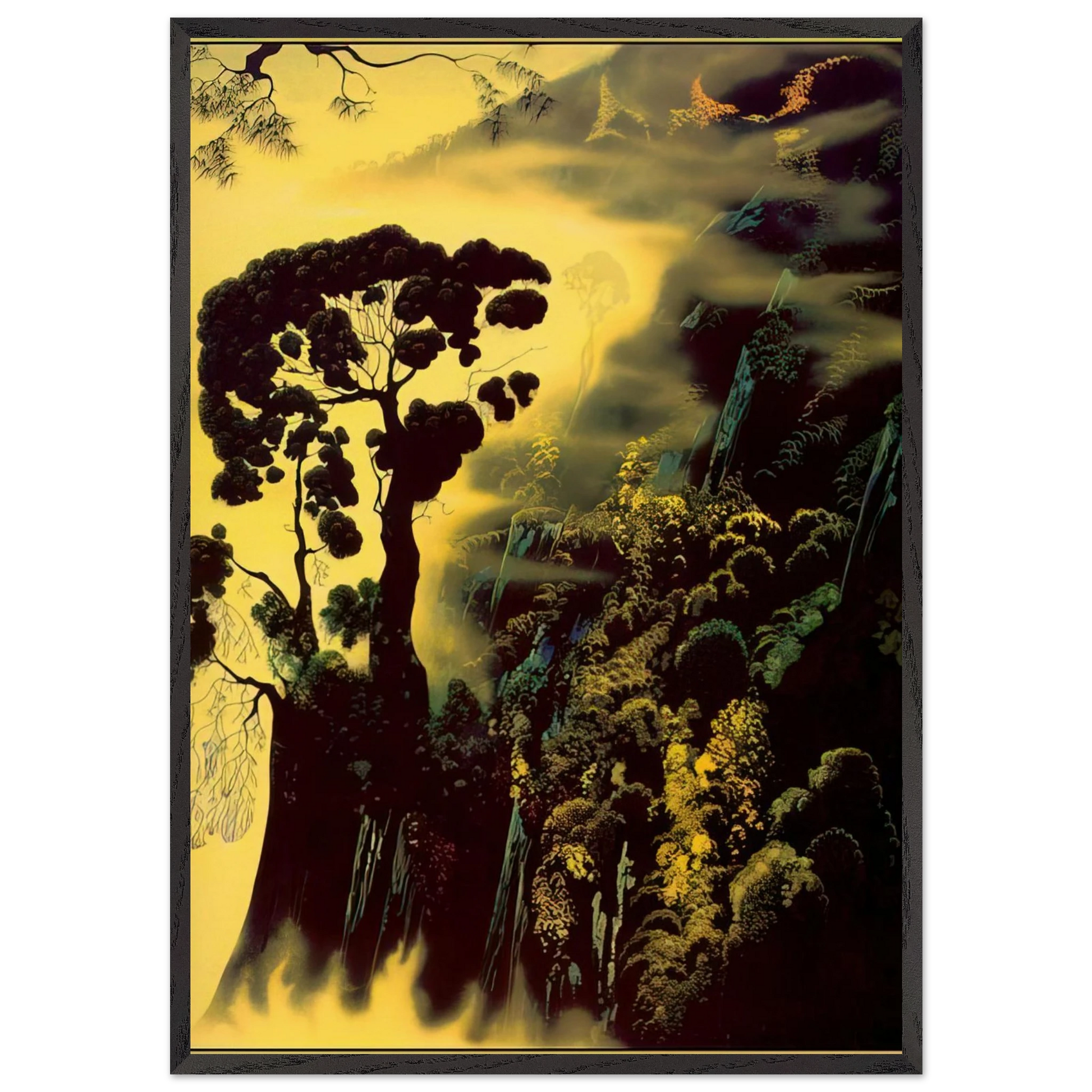 Sunset Silhouette - Eyvind Earle Framed Art Print – Black Wooden Frame - Default Title - -Framed Art Print