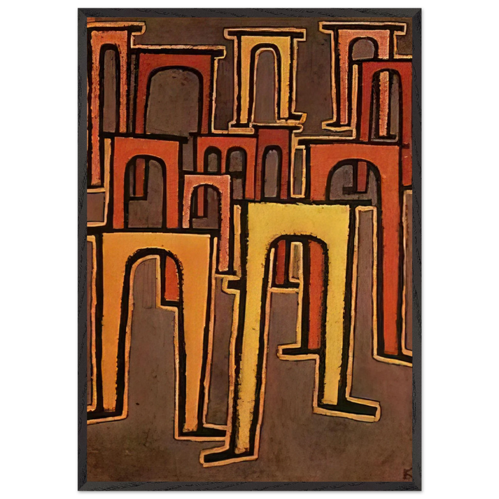 REVOLUTION OF THE VIADUCT 1937 - Paul Klee 70x100 cm / 28x40 inches Framed Art Print – Black Wooden Frame