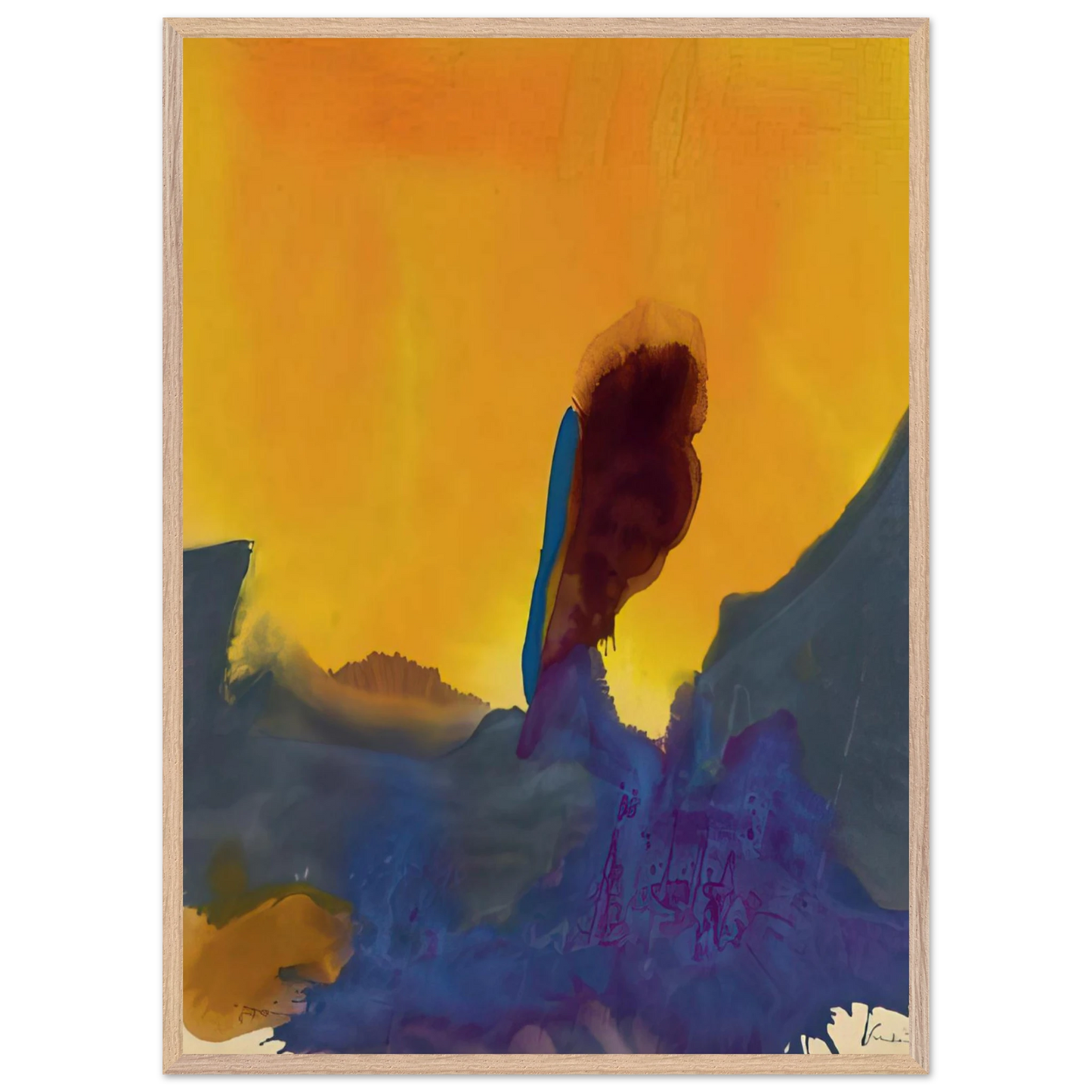 Helen Frankenthaler - Glow II - 1968 Wall art - 30x45 cm / 12x18 inches - Premium Wooden Framed Poster With Fine Art Paper - White frame