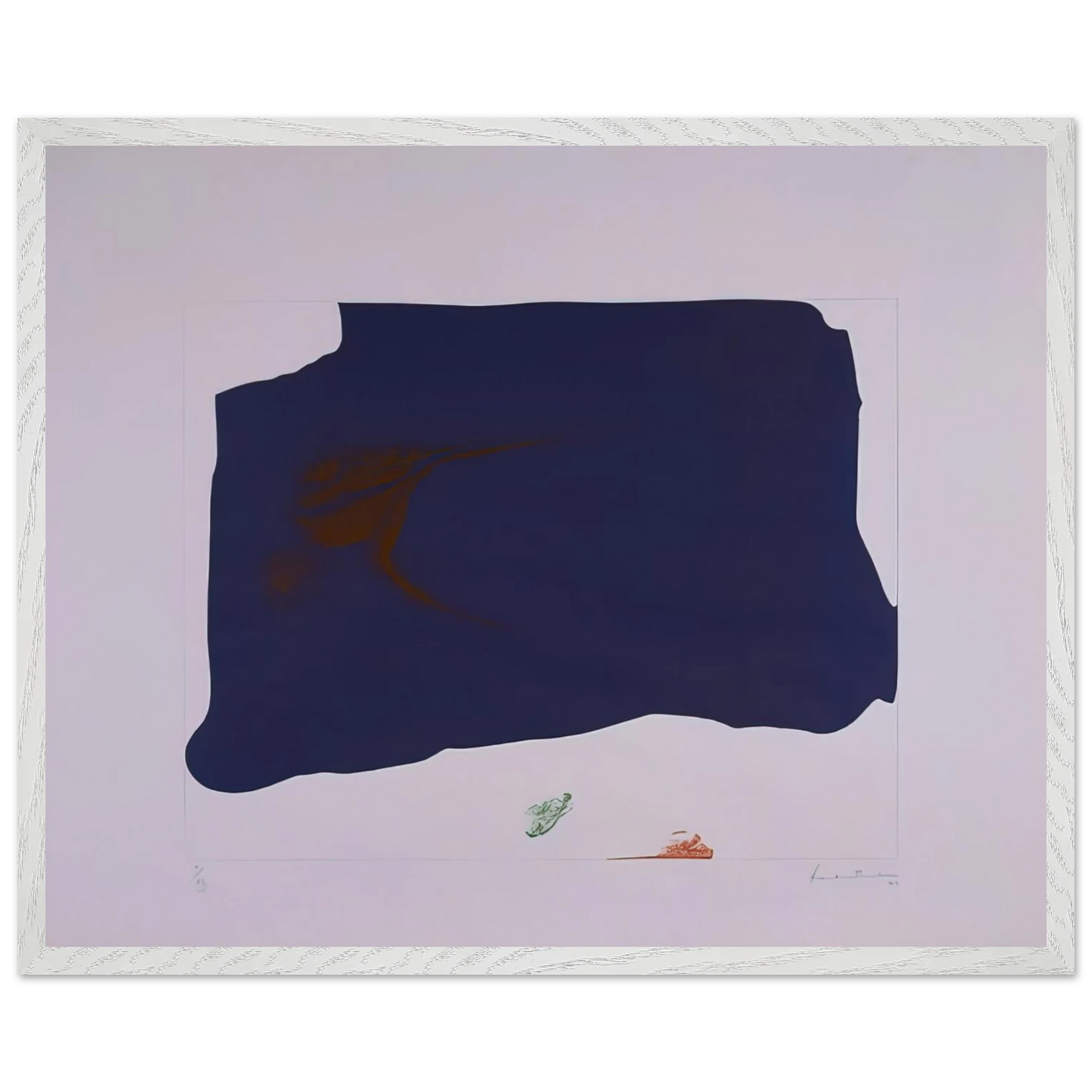 Helen Frankenthaler - Variation II on Mauve Corner - 1969 Wall art - 13x18 cm / 5x7 inches - Premium Wooden Framed Poster With Fine Art Paper - White frame