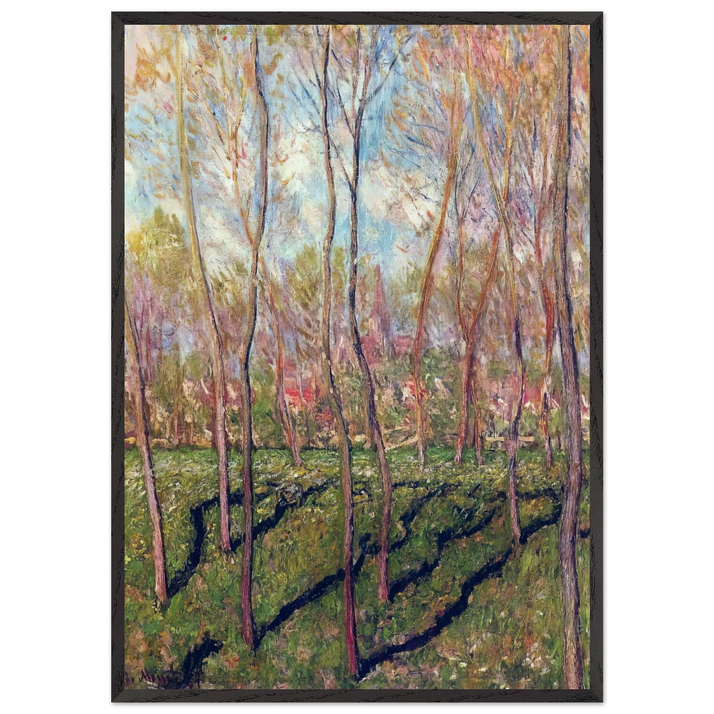 Trees in Winter View of Bennecourt - claude monet Framed Art Print – Black Wooden Frame - Default Title - -Framed Art Print