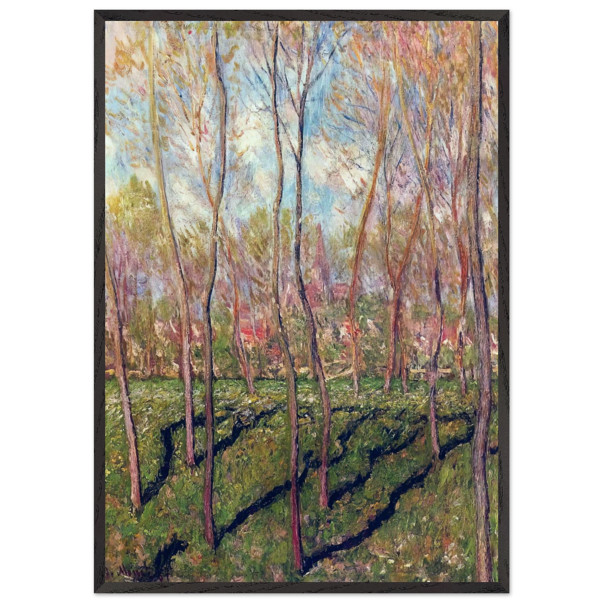 Trees in Winter View of Bennecourt - claude monet Framed Art Print – Black Wooden Frame - Default Title - -Framed Art Print