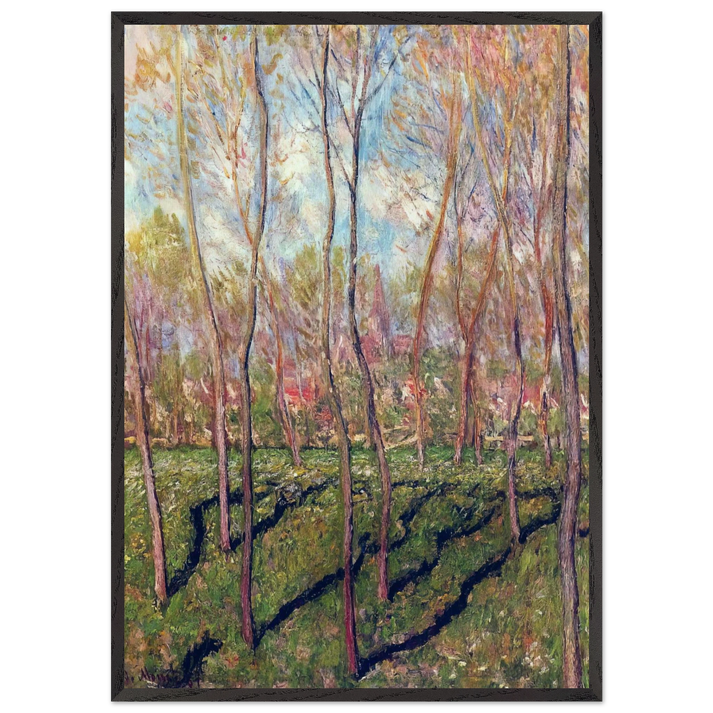 Trees in Winter View of Bennecourt - claude monet 70x100 cm / 28x40 inches Framed Art Print – Black Wooden Frame