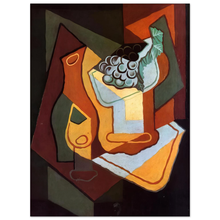 Juan Gris - BOTTLE WINE GLASS AND FRUIT BOWL  75x100 cm / 30x40inches Fine Art Poster