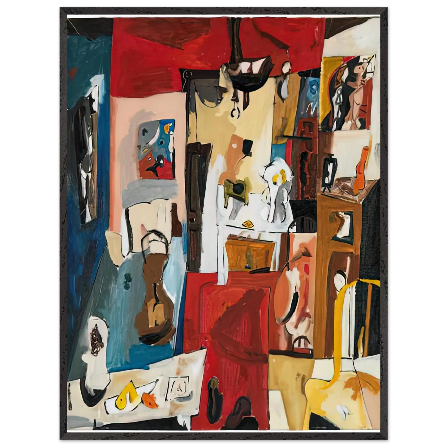 Helen Frankenthaler - 21st Street Studio, 1950- Wall Art - 60x80 cm / 24x32 inches - Premium Wooden Framed Poster With Fine Art Paper - Black frame
