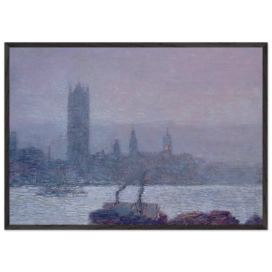 Houses of Parliament Early Evening - Childe Hassam 70x100 cm / 28x40 inches Framed Art Print – Black Wooden Frame