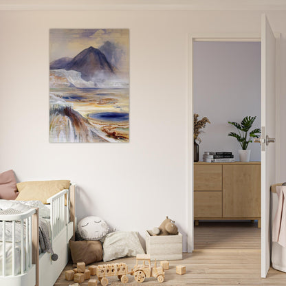 Mammoth Hot Springs Yellowstone - Thomas Moran Brushed Aluminum Print - 70x100 cm / 28x40 inches | Thomas Moran Aluminum Print | Thomas Moran Prints